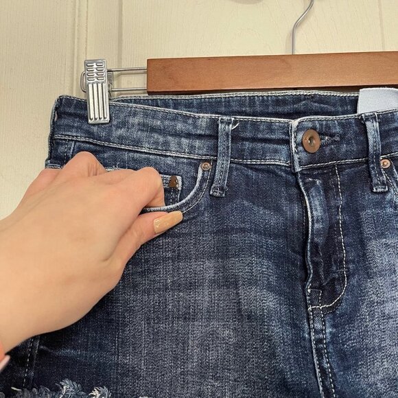 &Denim H&M Womens Dark Wash Stretch Raw Hem Cut Off Stonewash Jean Shorts Size 4 - Picture 4 of 8
